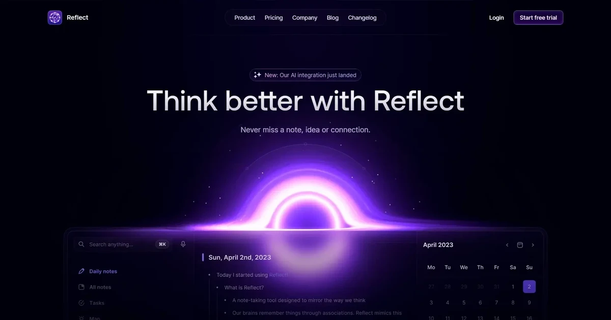 Reflect | Скриншот главной страницы